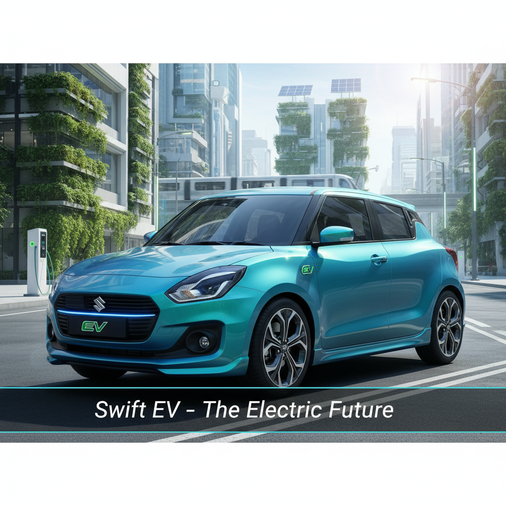 Maruti Suzuki Swift EV hatchback  front view with sporty design.